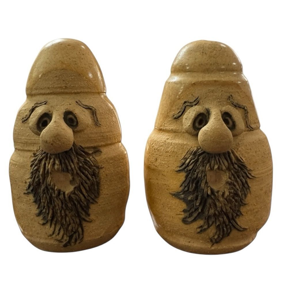 Vintage Handmade Studio Pottery Funny Face Salt and Pepper Shakers